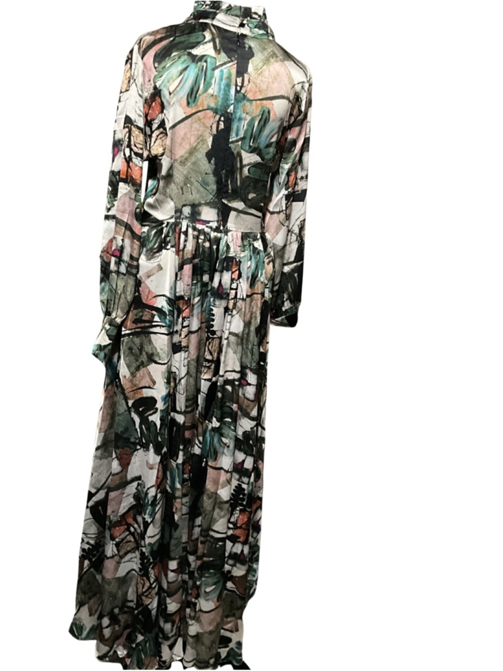 Abstract Watercolor Maxi Dress wearable art Boho Wedding Guest NWT Small resort - Picture 4 of 11